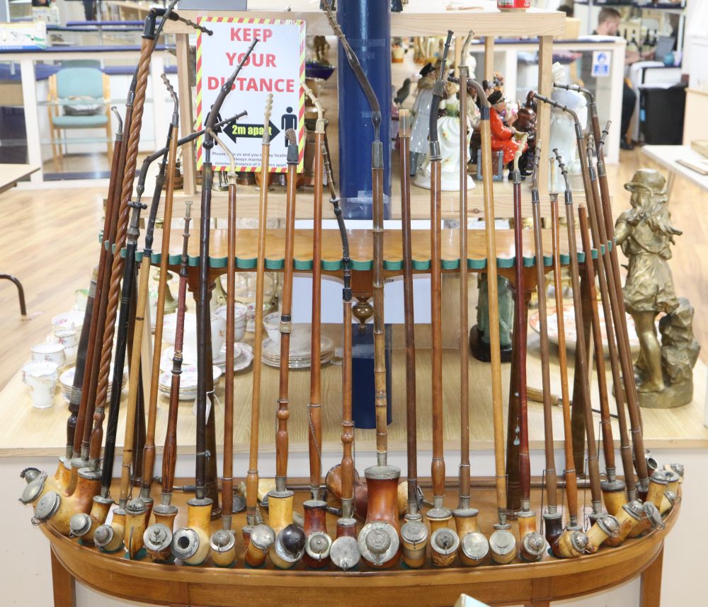 A collection of German/Austrian pipes and a display table